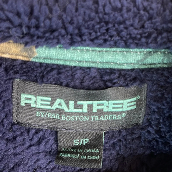 REALTREE Plaid Fleece Hooded Shirt Jacket Navy Green Sherpa Lined Pockets Size S - Picture 11 of 15